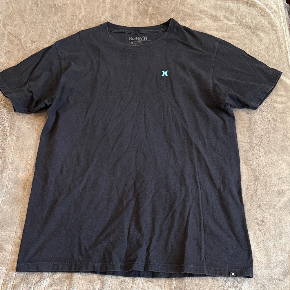 Hurley Men's Black Tee with Blue Logo